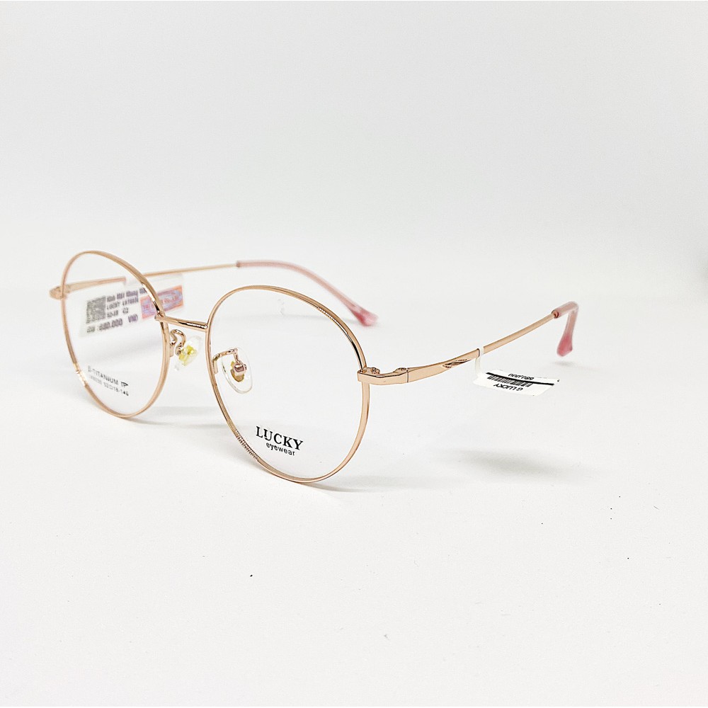 Gọng kính cận thời trang nam nữ NHUNG HIẾU LUCKY titan nhẹ không gỉ dáng tròn 2 - Lắp mắt kính theo yêu cầu