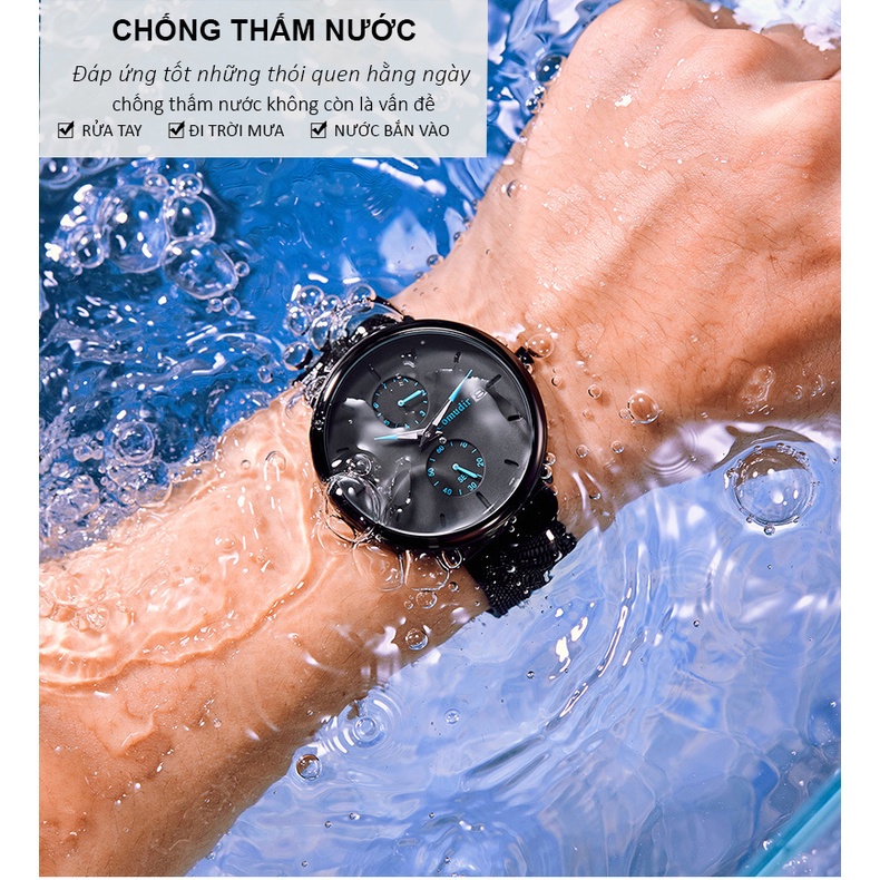 Đồng hồ nam dây Titanium thời trang cao cấp, Đồng hồ đeo tay kim dạ quang có lịch ngày - D077 | BigBuy360 - bigbuy360.vn