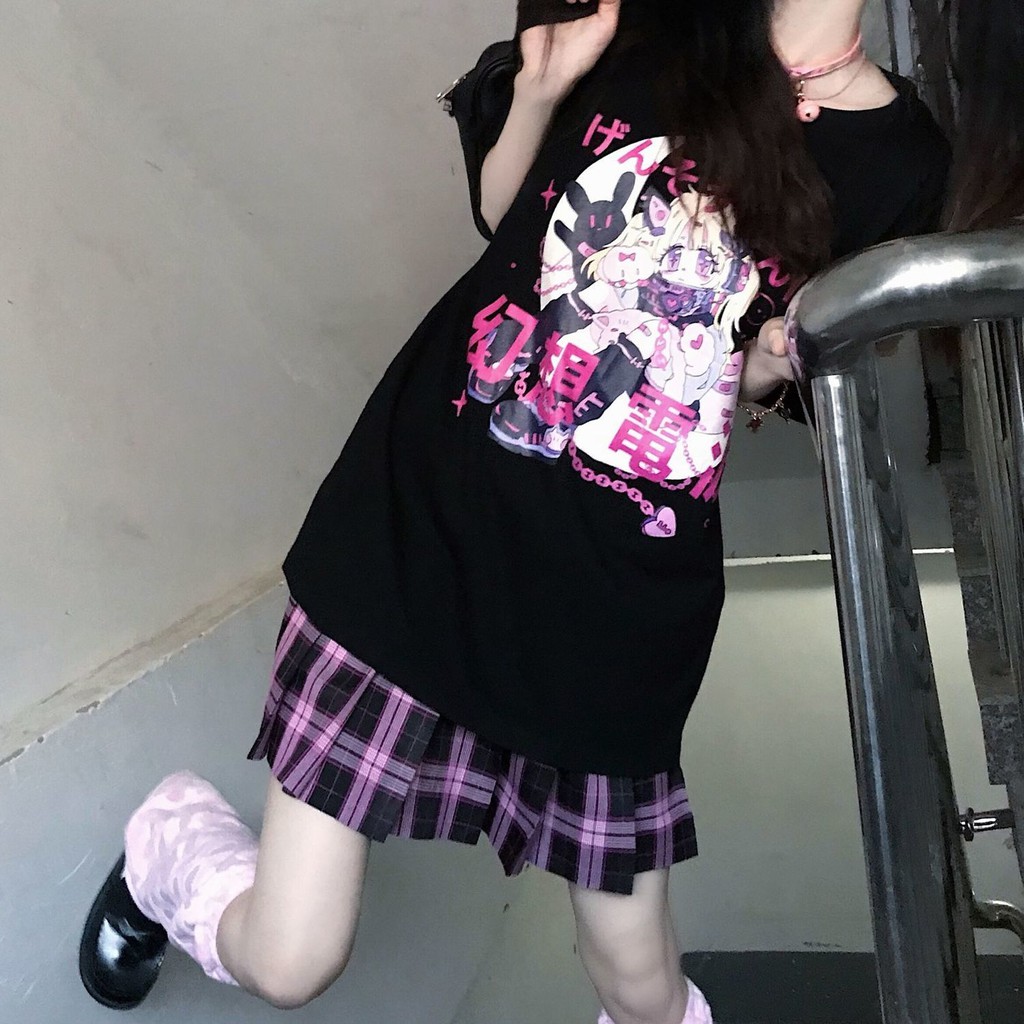 ↂFantasy Radio Harajuku Hot Girl Gaming Áo thun ngắn tay in mát mẻ Cô gái phù hợp với mùa hè hàng đầu