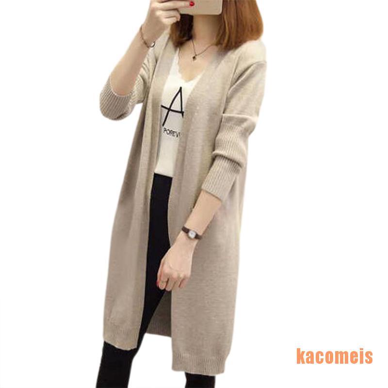 Áo khoác cardigan dài dáng rộng kiểu mỏng màu trơn cho nữ