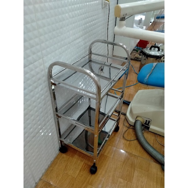 Xe Đẩy Spa 3 Tầng Có Bát Inox 22cm: Xe Đựng Mỹ Phẩm, Xe Đẩy Bát Nước, Xe Đựng Máy Móc Spa - Thẩm Mỹ Huyền Trang NANOCEE