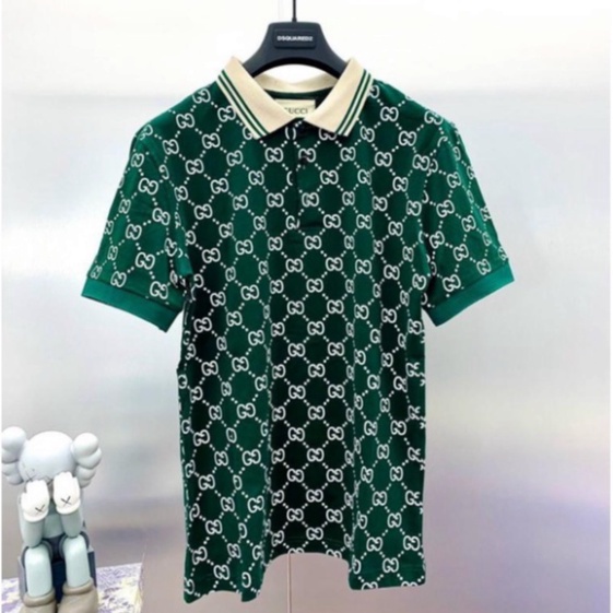Áo polo nam ngắn tay có bẻ in hoạ tiết GG chất thun mềm mịn