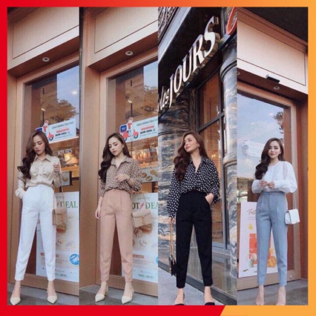 Quần Baggy Nữ Công Sở Cao Cấp Cúc Bọc