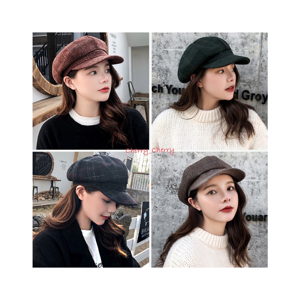 Mũ nồi dạ Beret phong cách Hải Quân cho nữ, mũ nồi có lưỡi trai phong cách Hàn