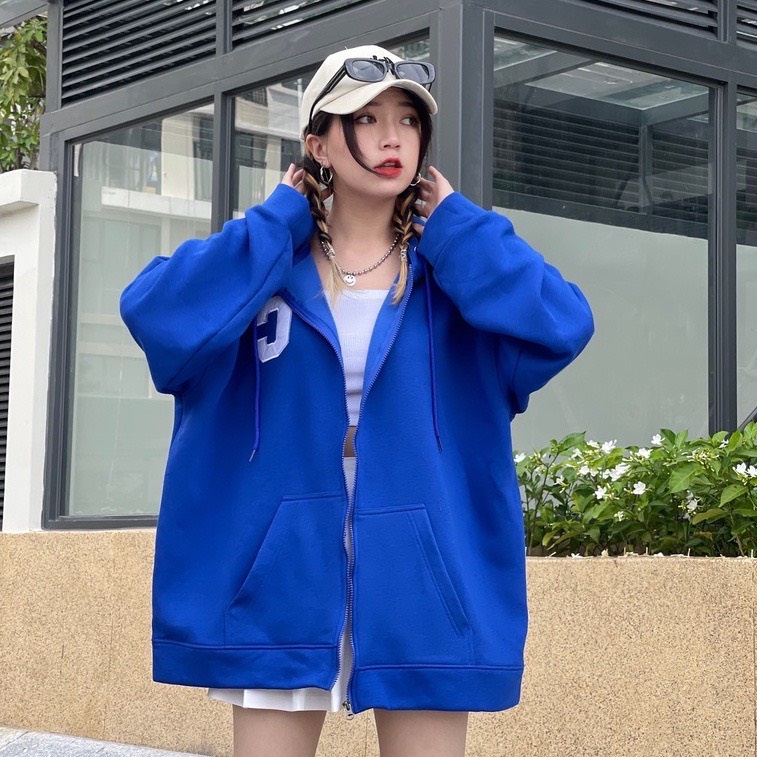 Áo Hoodie Zip Chữ C Ngược Form Rộng Unisex, Áo Khoác Nỉ Bông Nam Nữ Phong Cách Hàn Quốc Ảnh Thật Có Sẵn