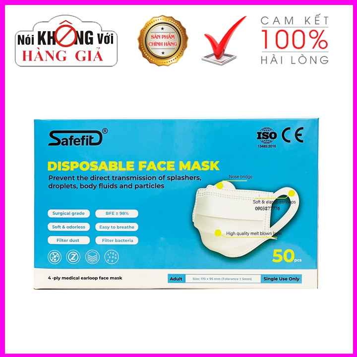 Khẩu Trang Y Tế Safefit 4 Lớp Hộp 50 Cái