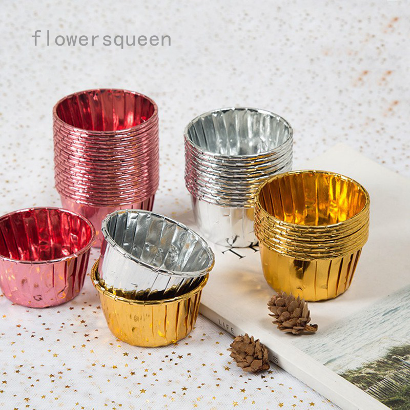 flowersqueen Set 50 Cốc Giấy Làm Bánh Cupcake