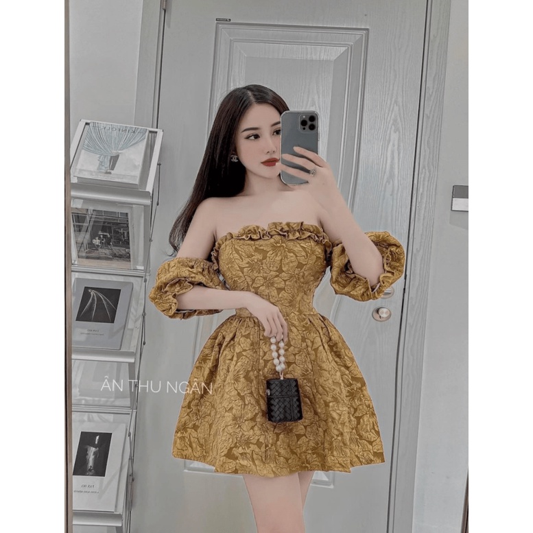 ĐẦM XÒE NỮ GẤM TRỄ VAI HÀNG THIẾT KẾ SIU XINH