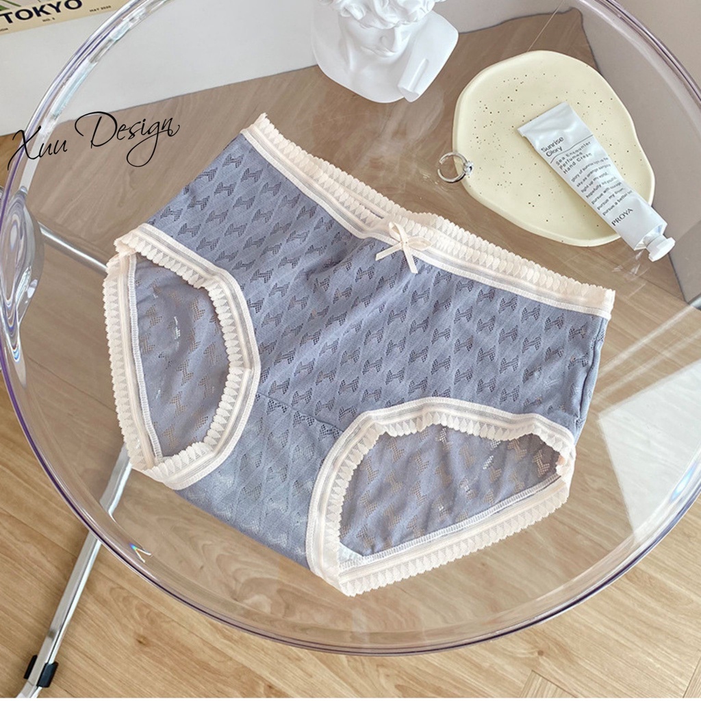 Quần lót nữ cotton cao cấp XUU viền ren phối nơ nhẹ nhàng QC62