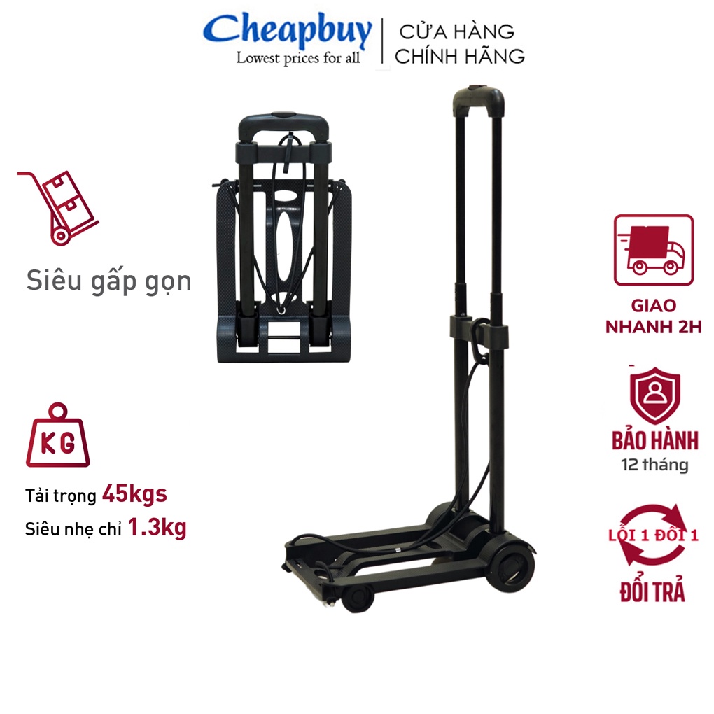 Xe đẩy kéo gấp gọn đi chợ mini gấp gọn 2 bánh xách tay giá rẻ 40kg ADVINDEQ HT-MINI01  Bảo hành 1 năm