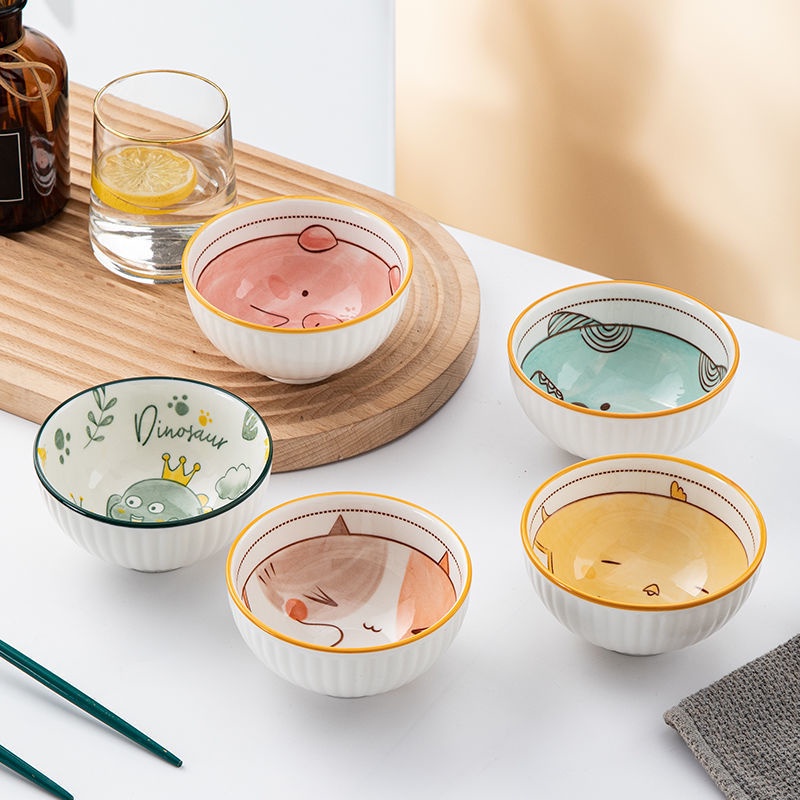 Bộ 6 bát sứ hình con vật ngộ nghĩnh sinh động bắt mắt dày dặn hàng loại 1 kèm hộp đi tặng hay dùng siêu sang Giko