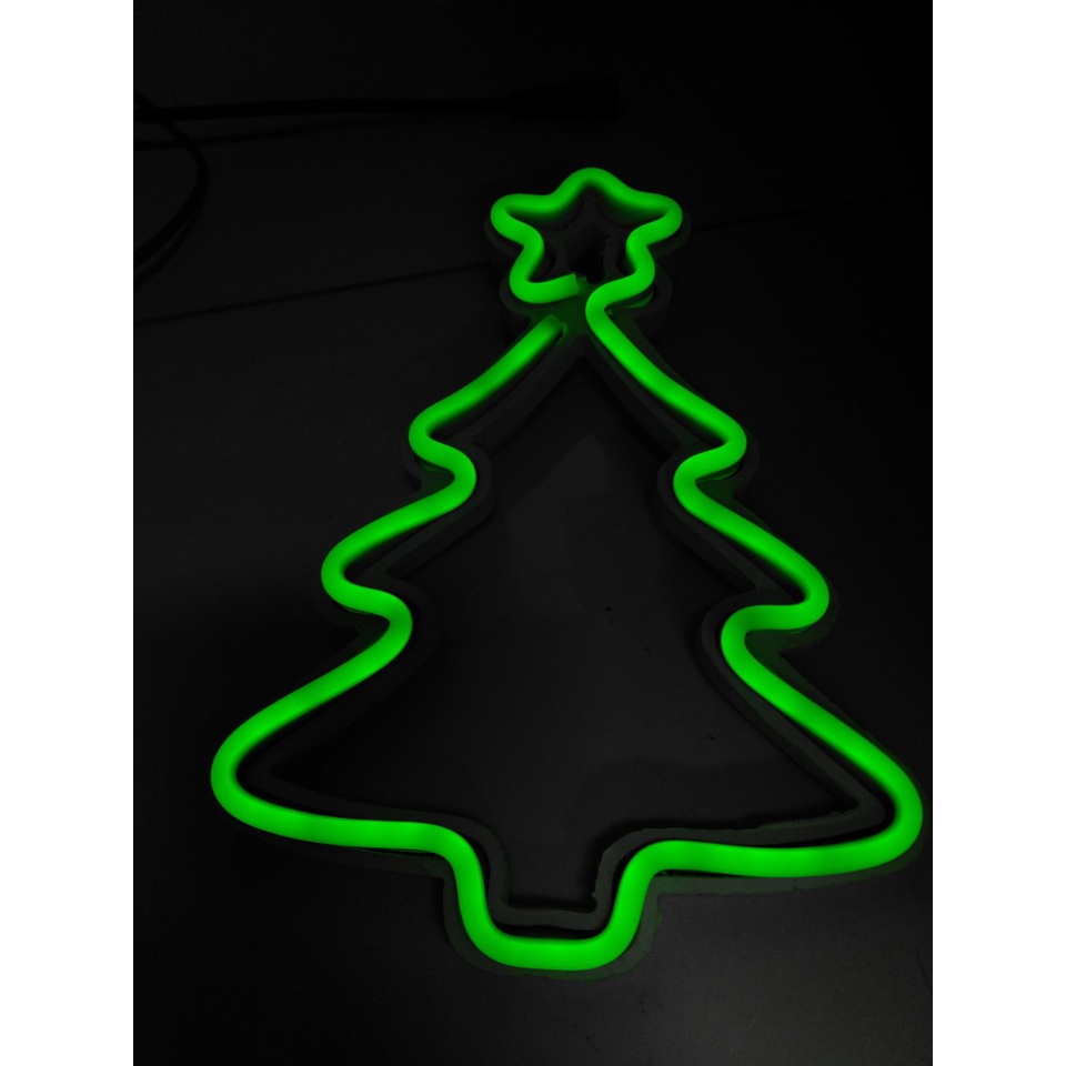 Tặng kèm đèn led neon cây thông mini, đèn led neon trang trí dùng pin hình cây thông