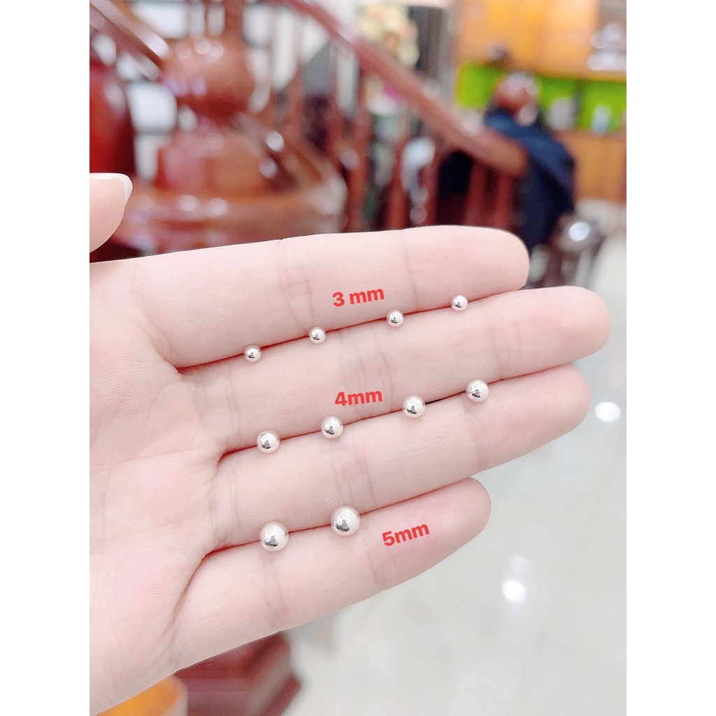 Bông tai nụ tròn chuẩn bạc ta nhiều size xinh xắn - Kho sỉ bạc Nhất Linh