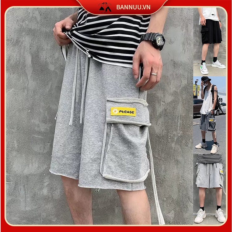 Mới Quần Short Túi Hộp Phong Cách Hàn Quốc quần ngắn nam Dành giản dị quần đùi quần short from rộng quần ống suông