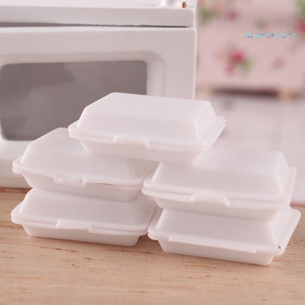 Set 2 Hộp Cơm Trưa Mini Bằng Nhựa Đa Năng Cho Nhà Búp Bê 1/12