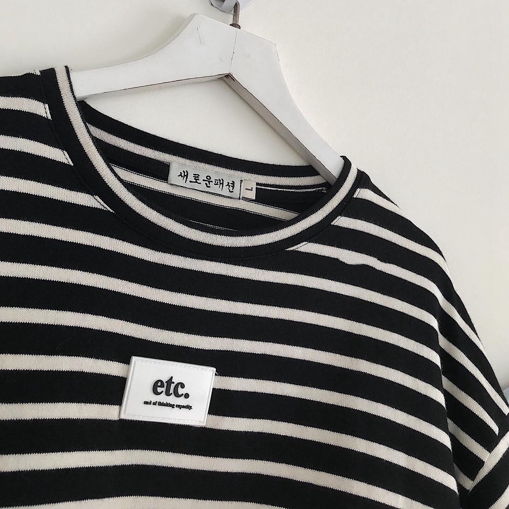 Áo Thun Nữ From Rộng BASEUS Kẻ Sọc Dễ Thương Áo Phông Nữ Tay Ngắn Chất Vải Thô Hàn Thấm Hút Mồ Hôi Mặc Siêu Tôn Da 10112