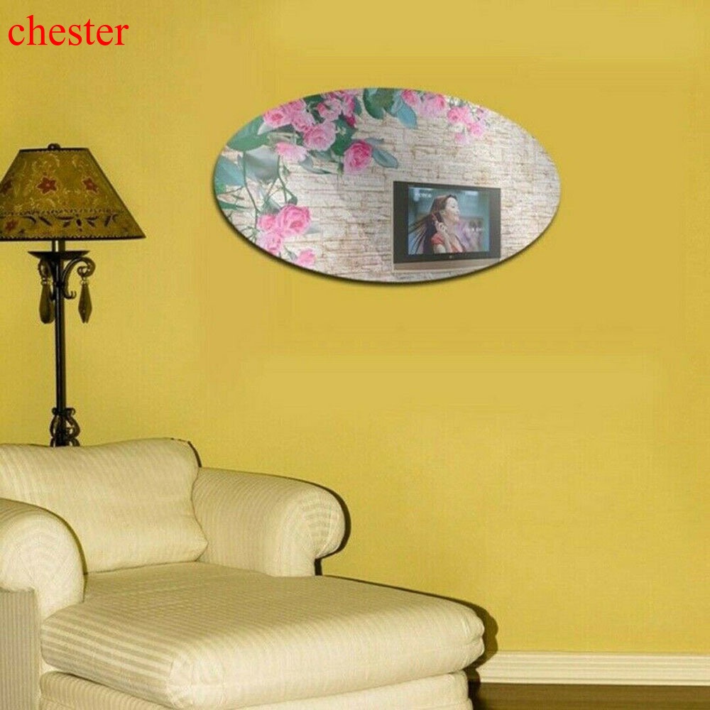 Gương dán tường hình bầu dục tự dính dành cho trang trí phòng tắm