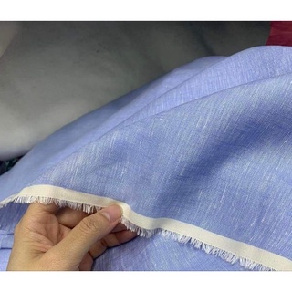 Vải LINEN Tưng Premium 2 sợi xanh thiên thanh