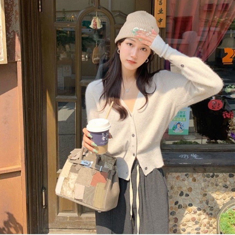 Áo Cardigan Dệt Kim Cổ Chữ V Thiết Kế Mới Ngọt Ngào Thời Trang Dành Cho Nữ