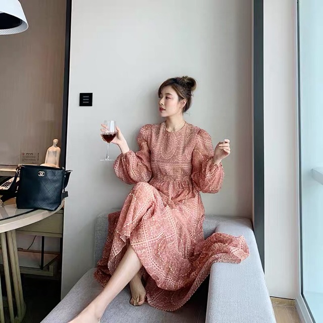 Đầm Zara maxi hoạ tiết cổ đển châu Âu sang chảnh - Luumooc