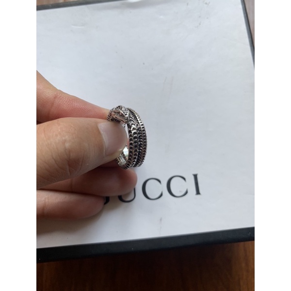 Nhẫn unisex gucci Snake mạ bạc hàng cao cấp.