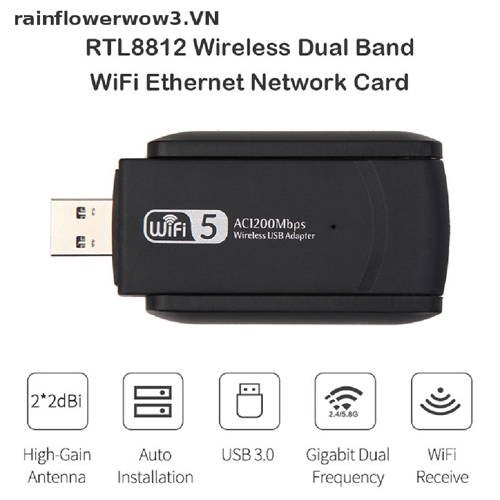 Đầu chuyển đổi wifi USB 3.0 không dây tần số 5Ghz / 2.4Ghz tốc độ 1200Mbps 802.11AC