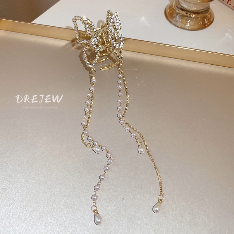 DREJEW Kẹp tóc hình bướm đính kim cương giả cao cấp phong cách Nhật Hàn sang trọng