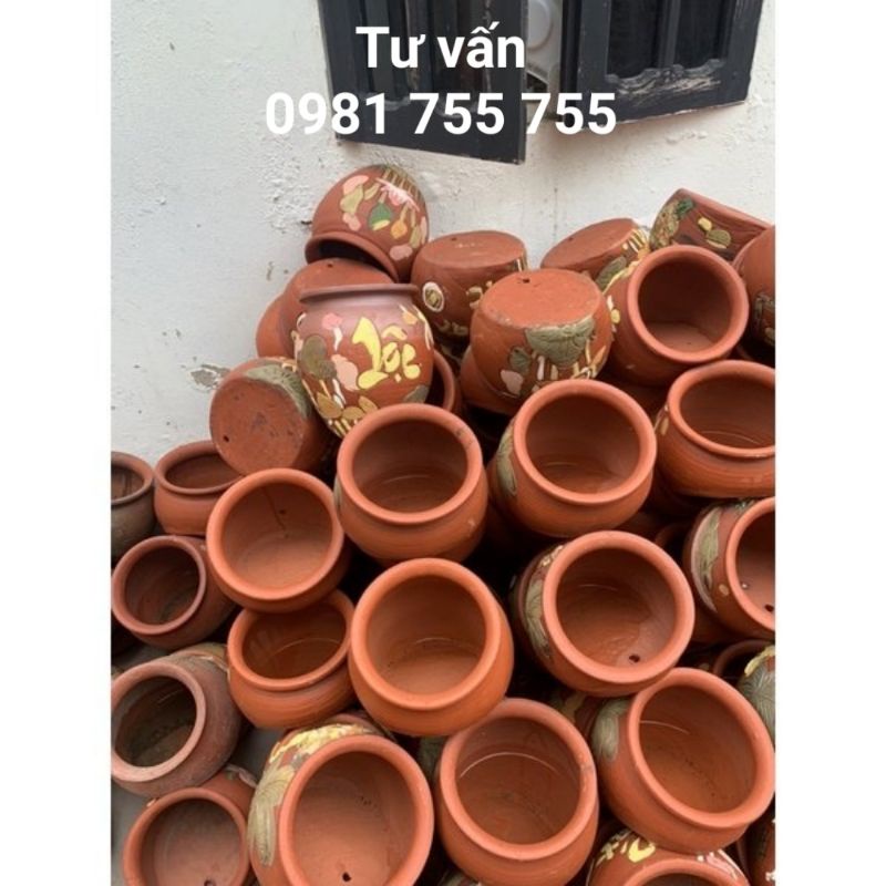 Chậu Ốp Treo Tường Trồng Cây Gốm Bát Tràng Cao Cấp