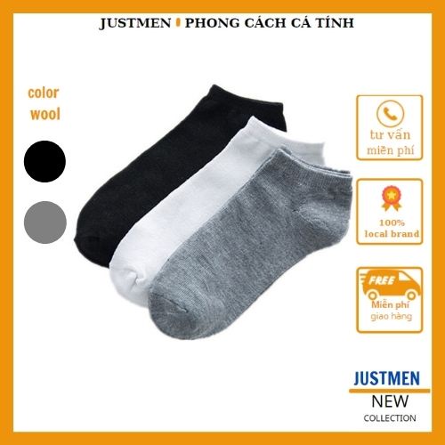 Tất nam nữ cổ ngắn cotton trơn nhiều màu basic