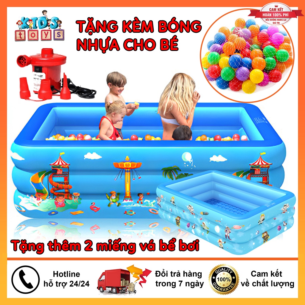 Bể bơi phao cho bé 3 tầng hồ bơi chống trơn trượt bền bỉ PVC an toàn với trẻ nhỏ, Tặng kèm 2 miếng vá