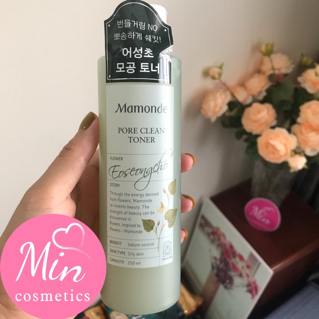 Nước Hoa hồng từ rau diếp cá mamonde pore clean toner Hàn Quốc 250ml