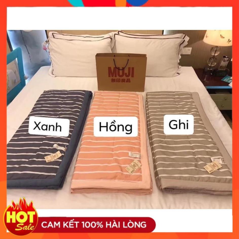 Chăn Hè Cotton Đũi Kẻ Muji hàng xuất nhật,chăn cotton kẻ sọc