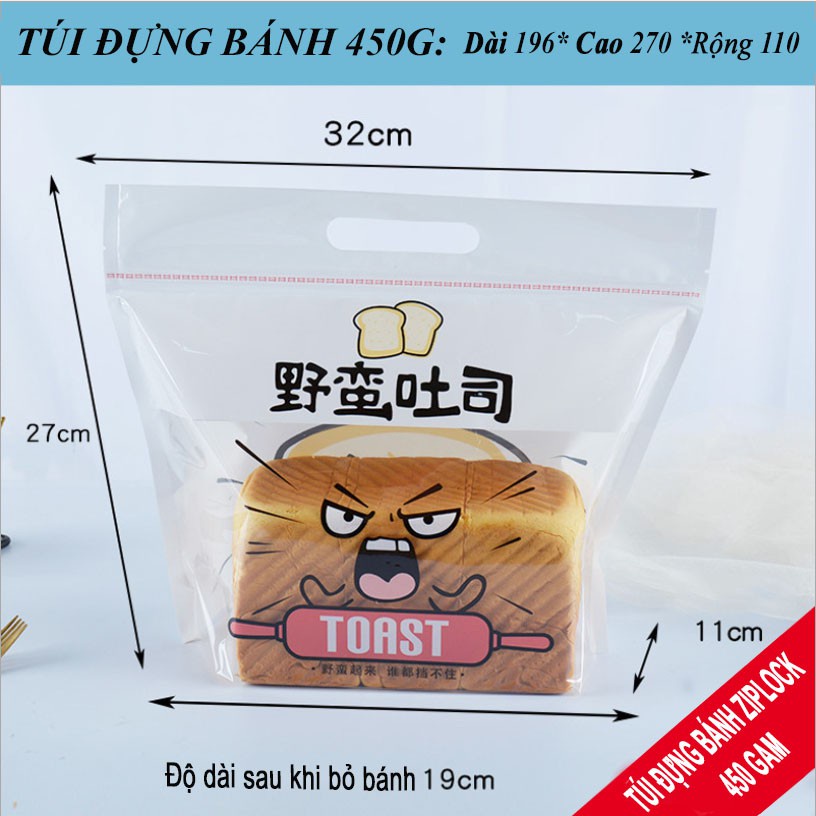 Túi đựng bánh mì ziplock Hàn Quốc, bao bì bánh kẹo cao cấp 300g-450g, màu sắc đa dạng- VUA BAO BÌ