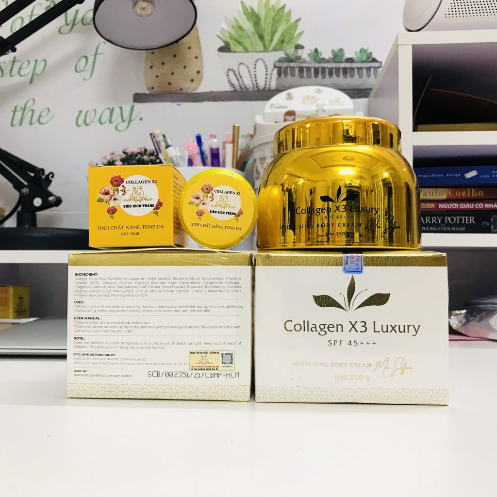 Combo Kem Body Collagen X3 Luxury + Kích Trắng X3 Đông Anh Chính hãng - Kèm Phiếu bảo hành