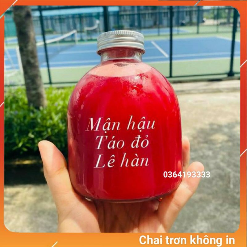 Chai thủy tinh tròn bầu lùn 500ml nắp bạc chống tràn