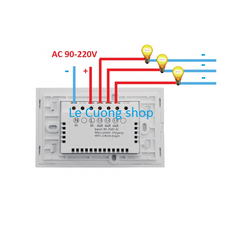 Công Tắc Wifi Smart Switch (Công Tắc Cảm Ứng Âm Tường 3 Kênh Điều Khiển) ,app Smart Life,TUYA,nhà thông minh