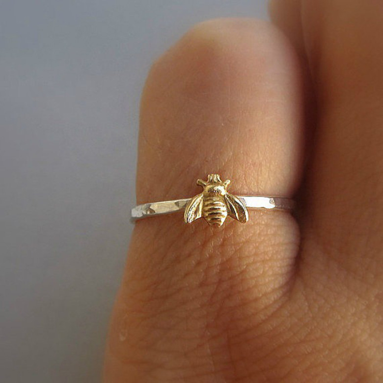 Nhẫn trang trí hình con ong nhỏ phong cách Âu Mỹ Nhẫn mạ vàng 14K