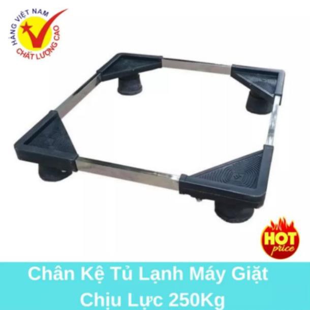 Chân đế kê đa năng máy giặt, tủ lạnh, bình lọc nước. Bảo hành 2 năm. Tùy chỉnh theo kích thước. Inox, nhựa, cao su