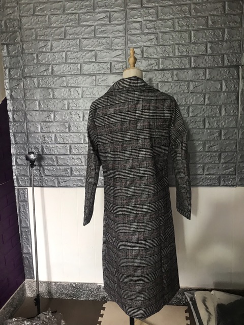 Áo dạ dáng dài sọc caro hàng nhập khẩu quảng châu