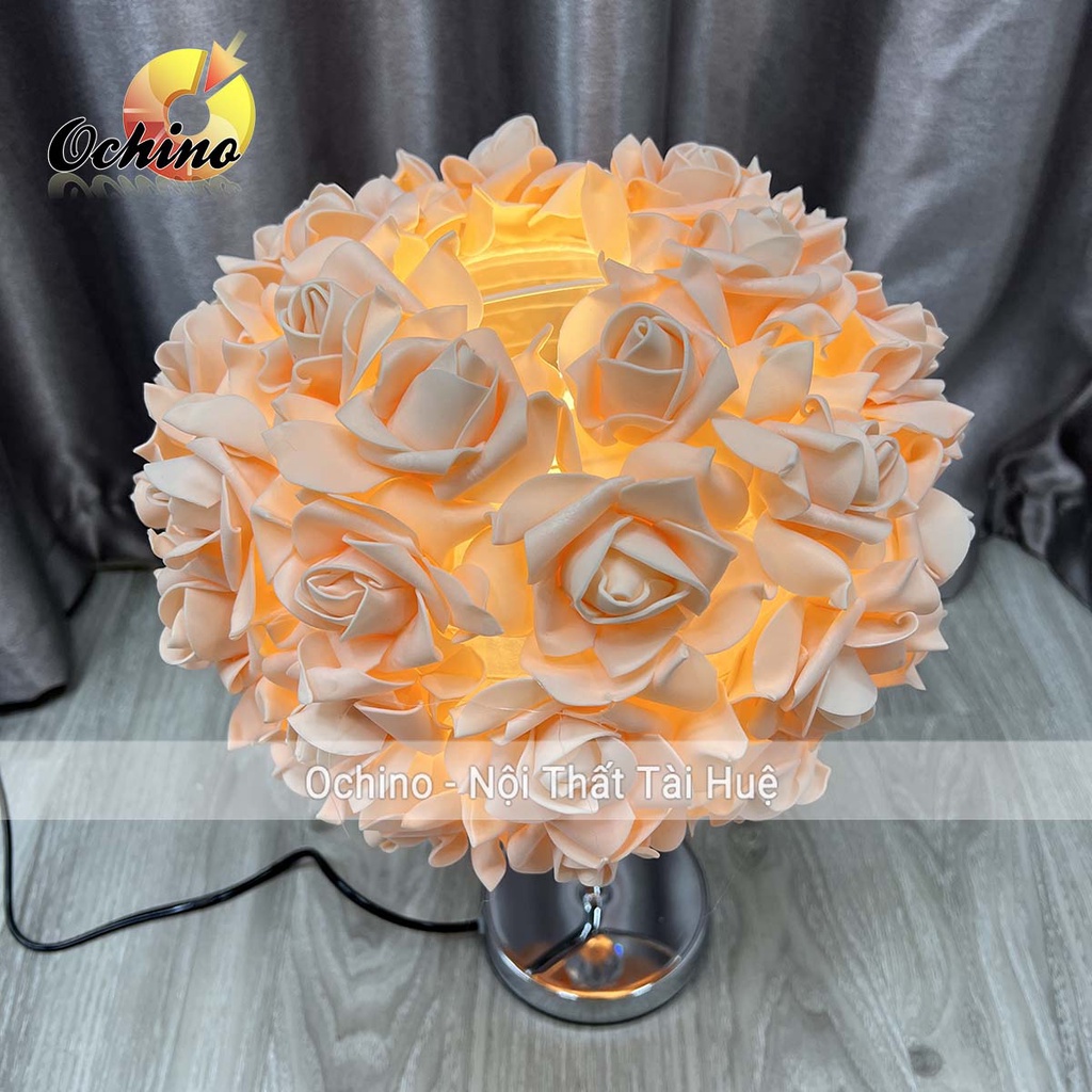 Đèn Ngủ Hoa Hồng Để Bàn Cao Cấp Hoa Hồng HÌnh Tròn Chân Tim Cực Đẹp Và Sang Trọng dùng Trang Trí Phòng ngủ, Phòng Cưới