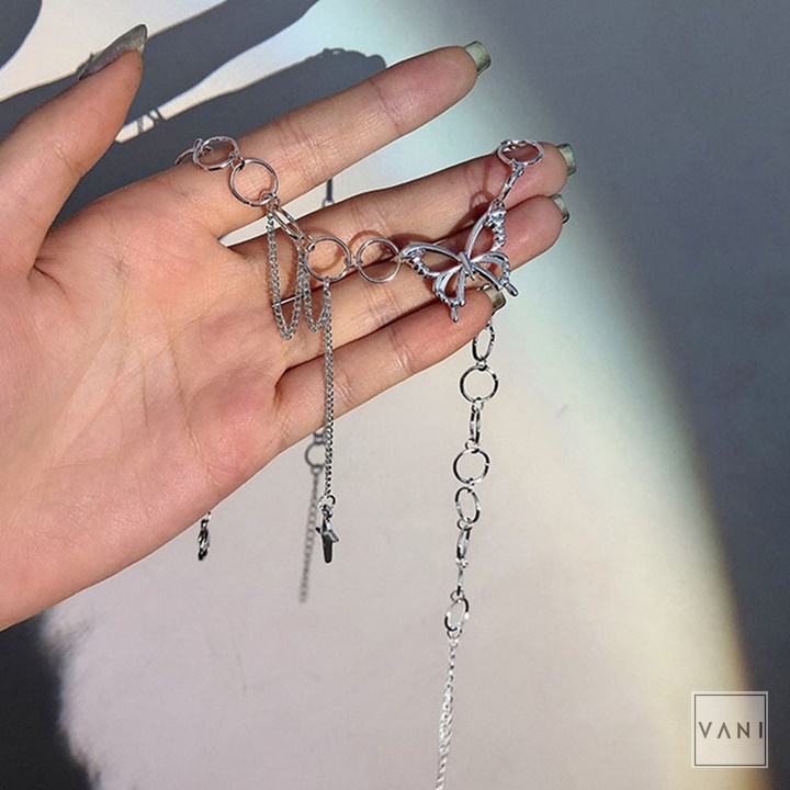 KHÔNG ĐEN GỈ - Vòng Cổ Khoen Tròn Hợp Kim Đính Hình Bướm Nhỏ - Vani Store - TS000554
