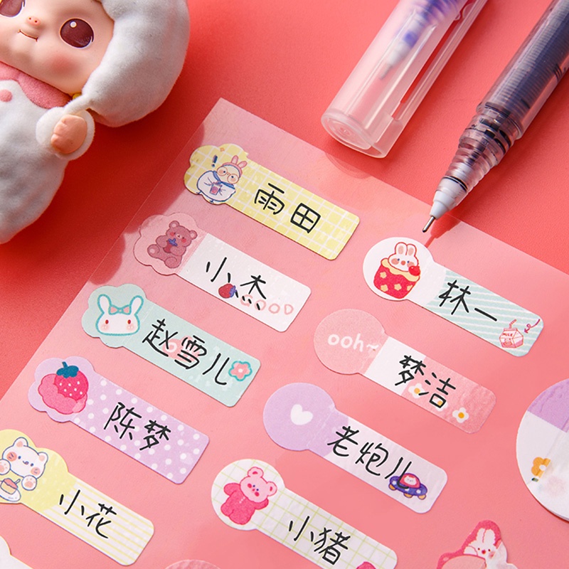Set 20 nhãn dán ghi tên họa tiết hoạt hình nhiều kích cỡ chống thấm nước cho bé