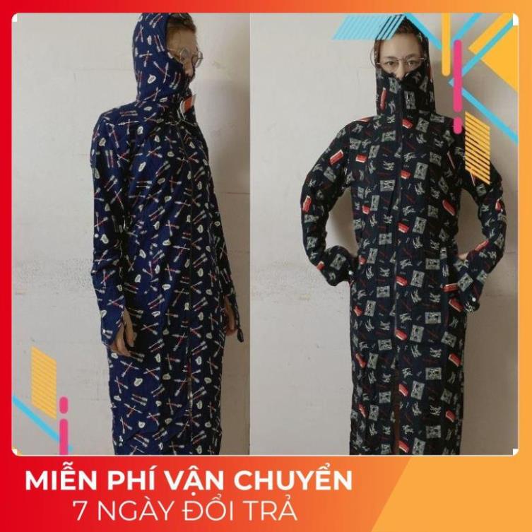 Áo chông nắng nữ Lanh NHẬT Dài Tới Gót 2 Mặt | Chống nắng Lanh Họa Tiết Hàng VNXK FREESHIP ELLY CLOTHING1