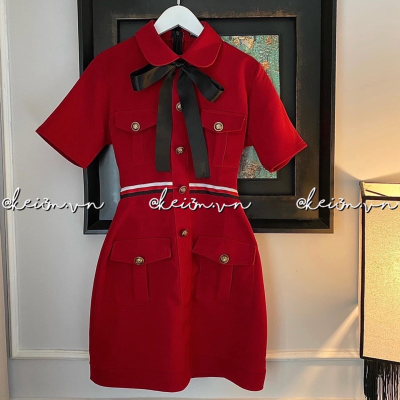 (Thanh lí xả lỗ) Váy gucci 4 túi nơ cổ hàng chuẩn ảnh!