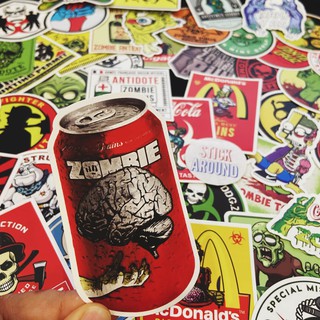 50 sticker zombie cực ngầu, decal dán laptop, dán nón bảo hiểm chống thấm nước stickaroundvn