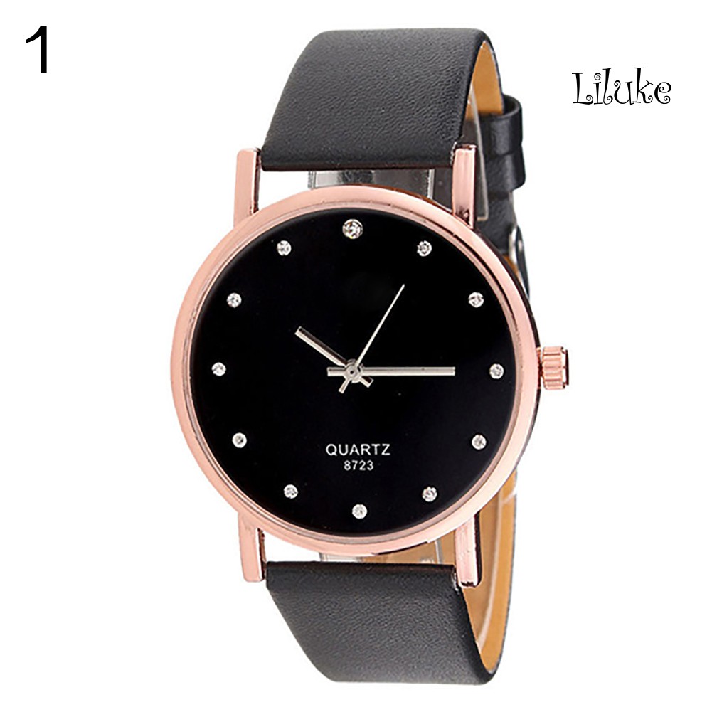 Đồng Hồ Đeo Tay Dây Giả Da Đính Đá Thời Trang Xinh Xắn Cho Nữ