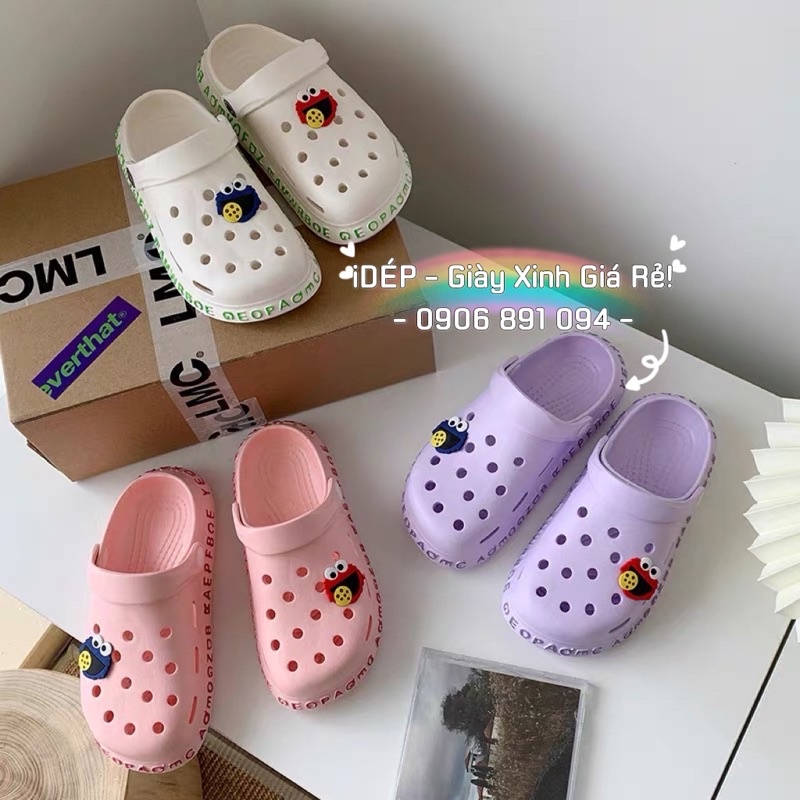 Dép sục Crocs nữ siêu nhẹ viền chữ cao 3cm (Tặng 6 sticker) đi mưa siêu bền Maipy -  SL034