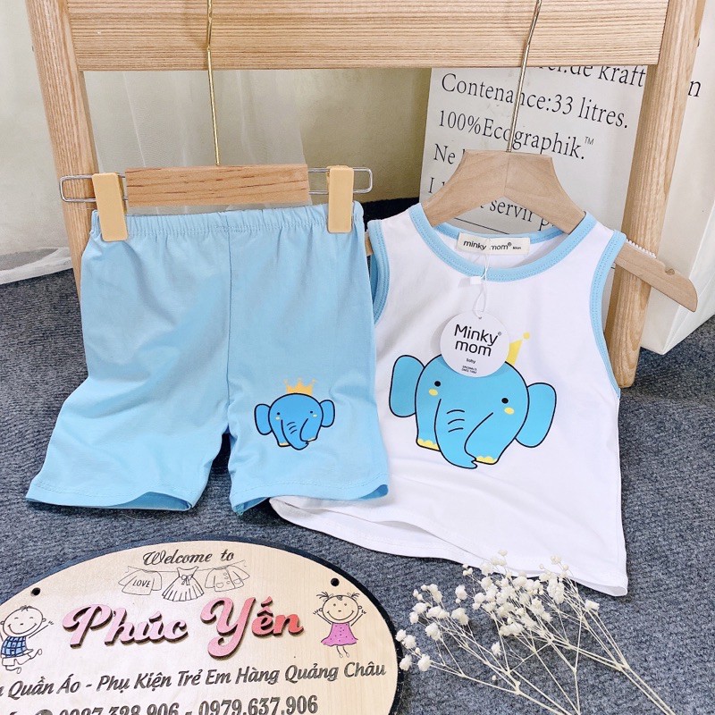 Sale !!! Bộ Ba Lỗ Cotton 100% Hàng Minky  Mom Họa Tiết Lợn-Cam Cho Bé (Size từ 8-18kg) (1471) Shop Phúc YẾn