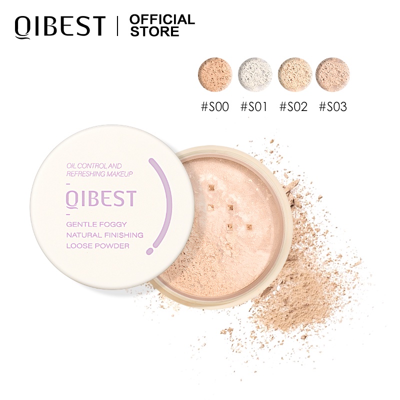 Phấn phủ QIBEST 4 màu tùy chọn kiềm dầu giữ lớp trang điểm lâu trôi 32.5g