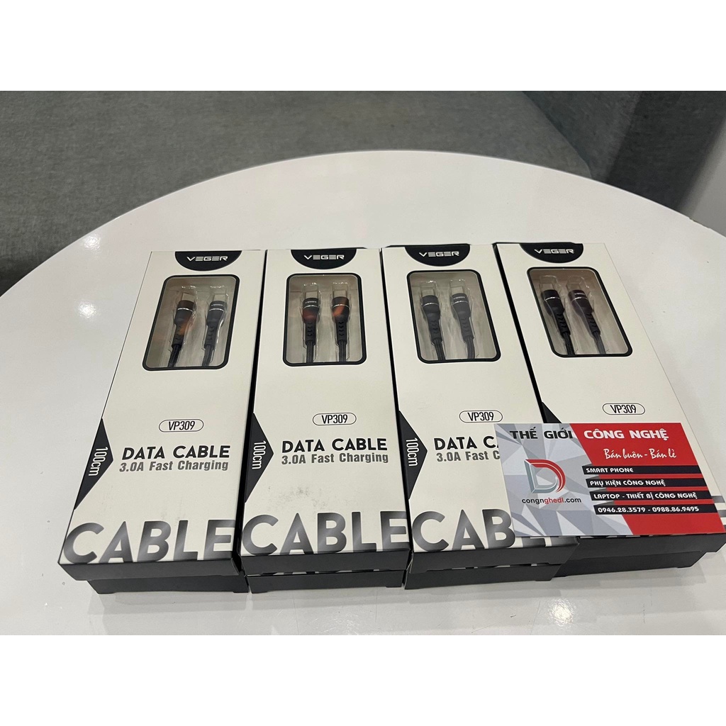 CÁP SẠC NHANH VEGER TYPE-C 2 ĐẦU - CÁP DÙ SIÊU BỀN CHỐNG GÃY - VP390